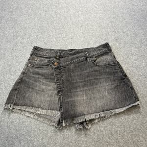 Women's Anthropologie Pilcro Soft Distressed Black Denim Cutoff Skort Size 28